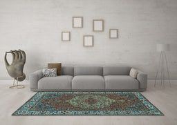 Machine Washable Persian Light Blue Traditional Rug in a Living Room, wshtr970lblu