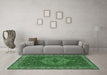 Machine Washable Persian Emerald Green Traditional Area Rugs in a Living Room,, wshtr970emgrn