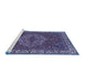 Sideview of Machine Washable Persian Blue Traditional Rug, wshtr970blu