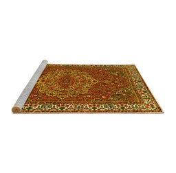Sideview of Machine Washable Persian Yellow Traditional Rug, wshtr970yw