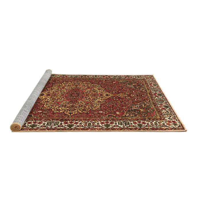 Sideview of Machine Washable Persian Brown Traditional Rug, wshtr970brn