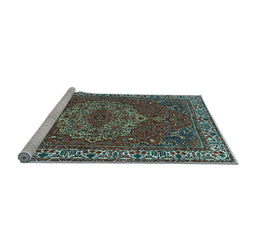Sideview of Machine Washable Persian Light Blue Traditional Rug, wshtr970lblu