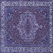 Square Machine Washable Persian Blue Traditional Rug, wshtr970blu