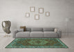 Machine Washable Persian Turquoise Traditional Area Rugs in a Living Room,, wshtr970turq