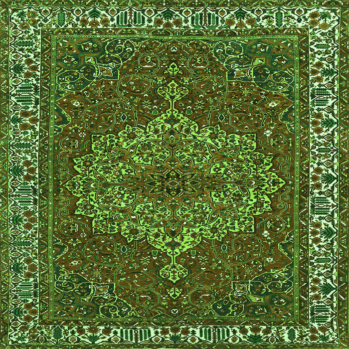 Round Machine Washable Persian Green Traditional Area Rugs, wshtr970grn