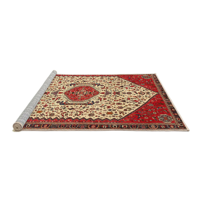 Sideview of Machine Washable Traditional Tomato Red Rug, wshtr971