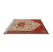 Sideview of Machine Washable Traditional Tomato Red Rug, wshtr971