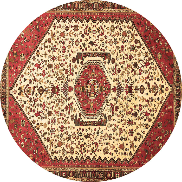 Round Persian Brown Traditional Rug, tr971brn