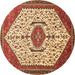 Round Persian Brown Traditional Rug, tr971brn