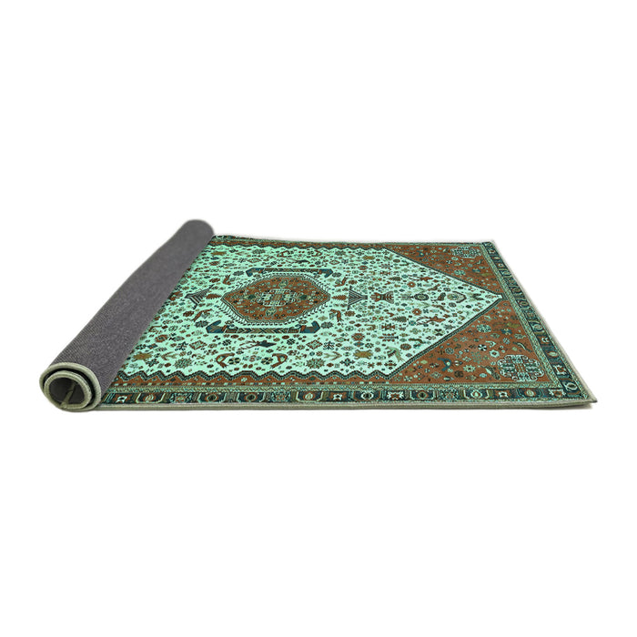 Sideview of Persian Turquoise Traditional Rug, tr971turq