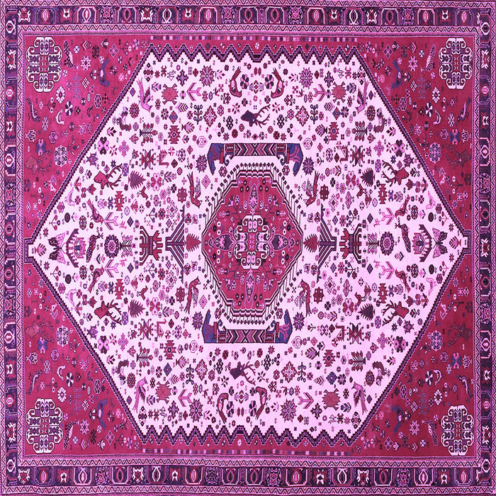 Square Machine Washable Persian Purple Traditional Area Rugs, wshtr971pur