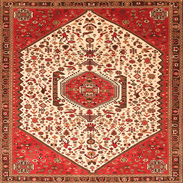 Round Machine Washable Persian Orange Traditional Area Rugs, wshtr971org