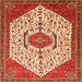 Round Machine Washable Persian Orange Traditional Area Rugs, wshtr971org