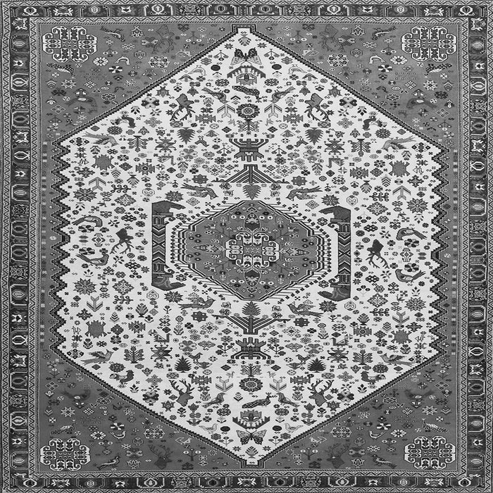 Round Machine Washable Persian Gray Traditional Rug, wshtr971gry