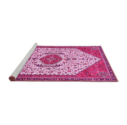 Sideview of Machine Washable Persian Pink Traditional Rug, wshtr971pnk