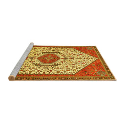 Sideview of Machine Washable Persian Yellow Traditional Rug, wshtr971yw