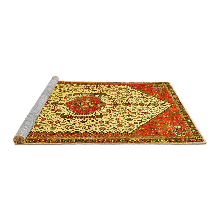 Sideview of Machine Washable Persian Yellow Traditional Rug, wshtr971yw
