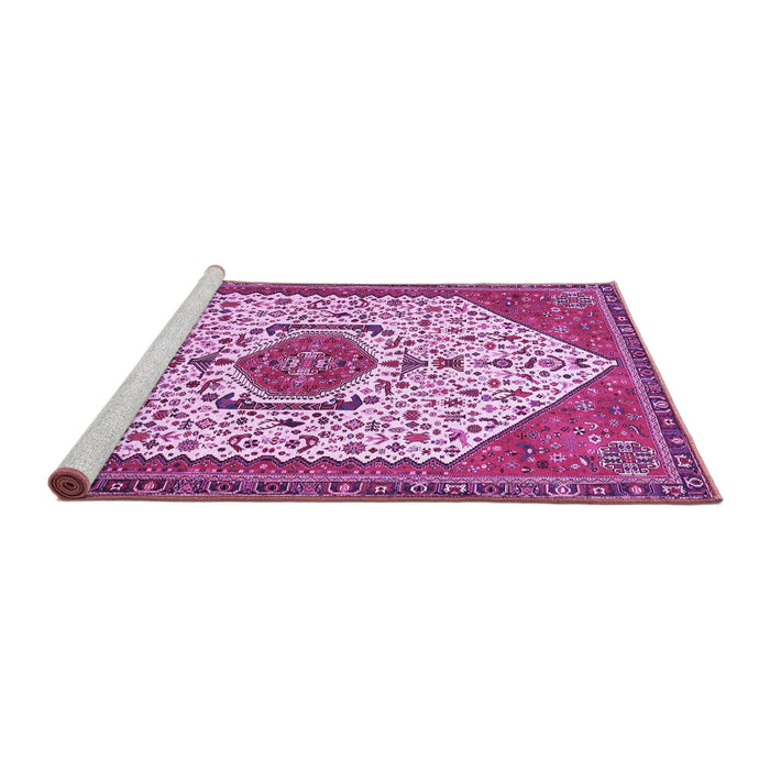 Sideview of Machine Washable Persian Purple Traditional Area Rugs, wshtr971pur