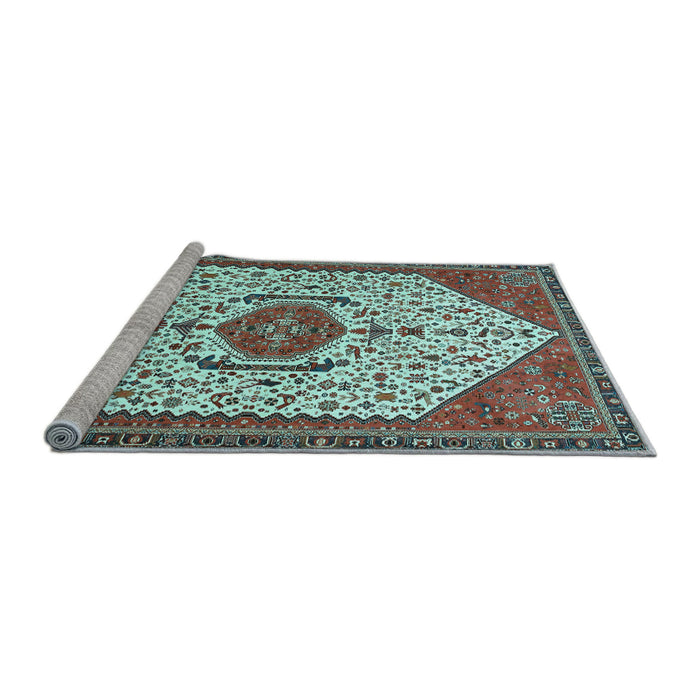 Sideview of Machine Washable Persian Light Blue Traditional Rug, wshtr971lblu