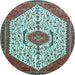 Round Persian Light Blue Traditional Rug, tr971lblu