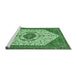 Sideview of Machine Washable Persian Emerald Green Traditional Area Rugs, wshtr971emgrn