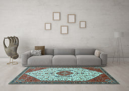 Machine Washable Persian Light Blue Traditional Rug in a Living Room, wshtr971lblu