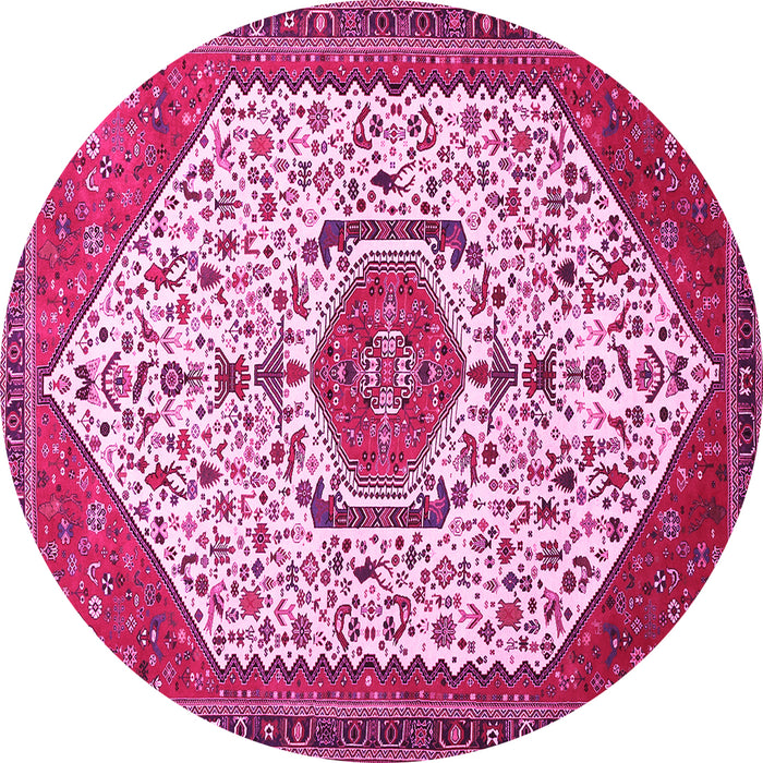 Round Persian Pink Traditional Rug, tr971pnk