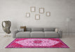 Machine Washable Persian Pink Traditional Rug in a Living Room, wshtr971pnk