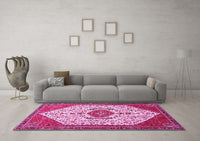 Machine Washable Persian Pink Traditional Rug, wshtr971pnk