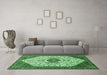 Machine Washable Persian Emerald Green Traditional Area Rugs in a Living Room,, wshtr971emgrn