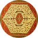 Round Persian Yellow Traditional Rug, tr971yw