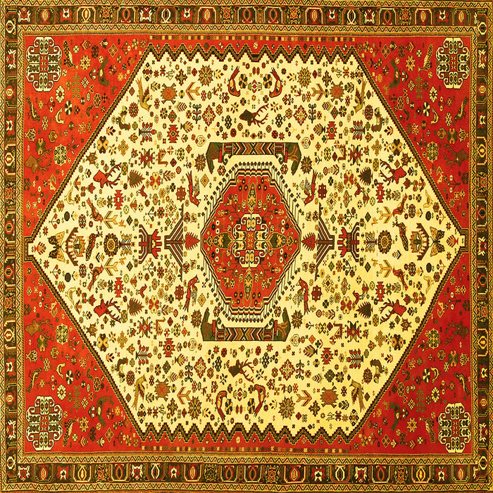 Square Persian Yellow Traditional Rug, tr971yw