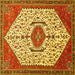 Square Persian Yellow Traditional Rug, tr971yw