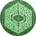 Round Persian Emerald Green Traditional Rug, tr971emgrn