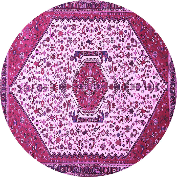 Round Persian Purple Traditional Rug, tr971pur