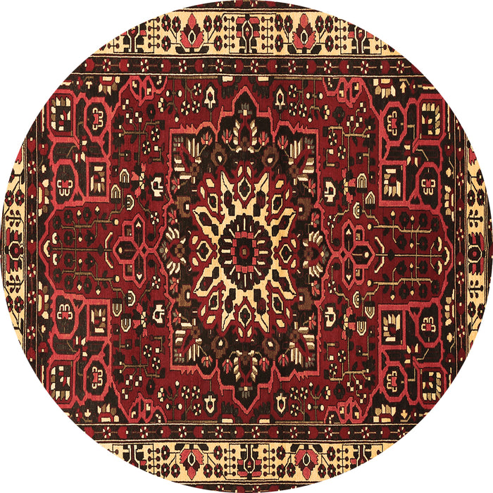 Round Machine Washable Persian Brown Traditional Rug, wshtr972brn