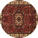 Round Machine Washable Persian Brown Traditional Rug, wshtr972brn