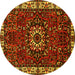 Round Persian Yellow Traditional Rug, tr972yw