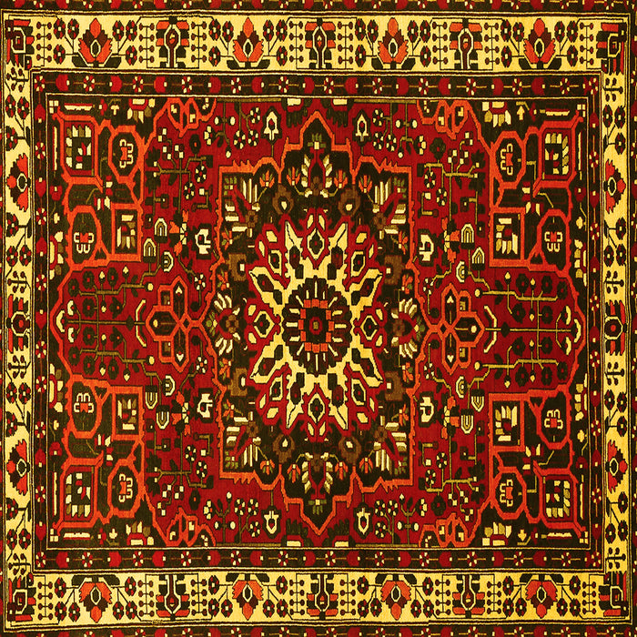 Square Machine Washable Persian Yellow Traditional Rug, wshtr972yw