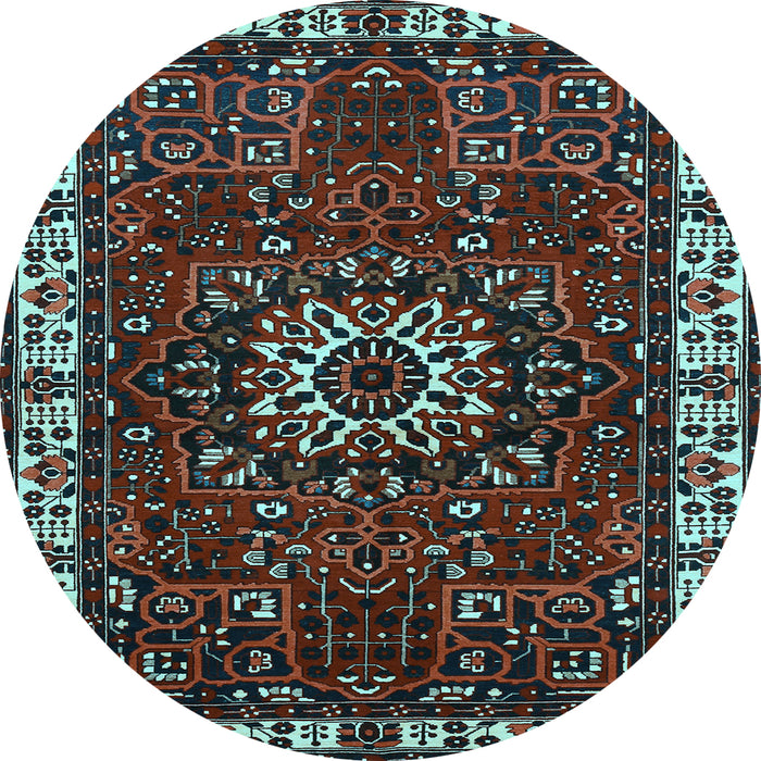 Round Machine Washable Persian Light Blue Traditional Rug, wshtr972lblu