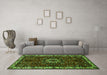 Machine Washable Persian Green Traditional Area Rugs in a Living Room,, wshtr972grn