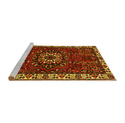 Sideview of Machine Washable Persian Yellow Traditional Rug, wshtr972yw