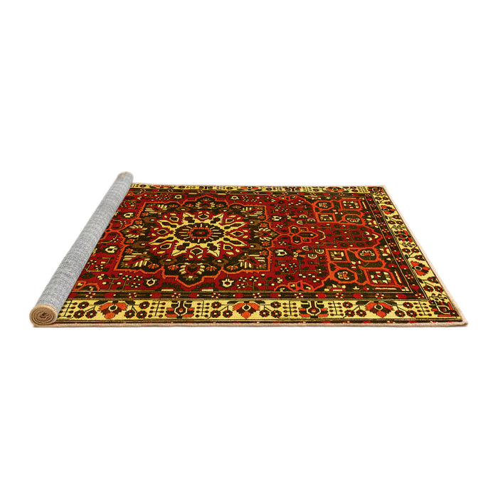 Sideview of Machine Washable Persian Yellow Traditional Rug, wshtr972yw