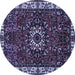 Round Machine Washable Persian Blue Traditional Rug, wshtr972blu