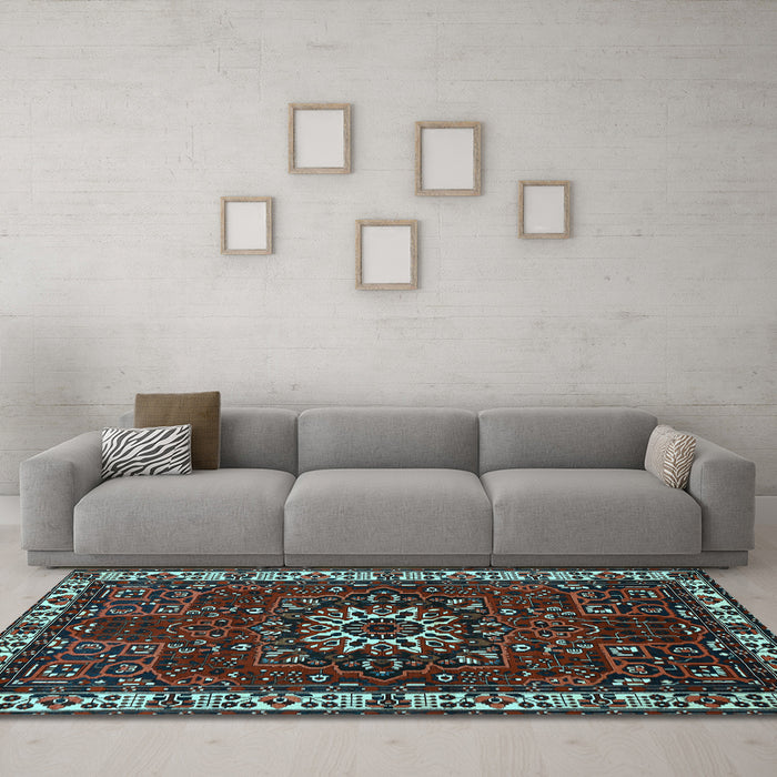 Machine Washable Persian Light Blue Traditional Rug in a Living Room, wshtr972lblu