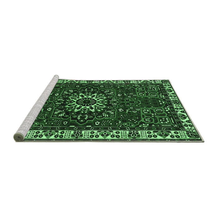 Sideview of Machine Washable Persian Emerald Green Traditional Area Rugs, wshtr972emgrn