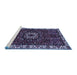 Sideview of Machine Washable Persian Blue Traditional Rug, wshtr972blu