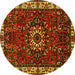 Round Machine Washable Persian Yellow Traditional Rug, wshtr972yw