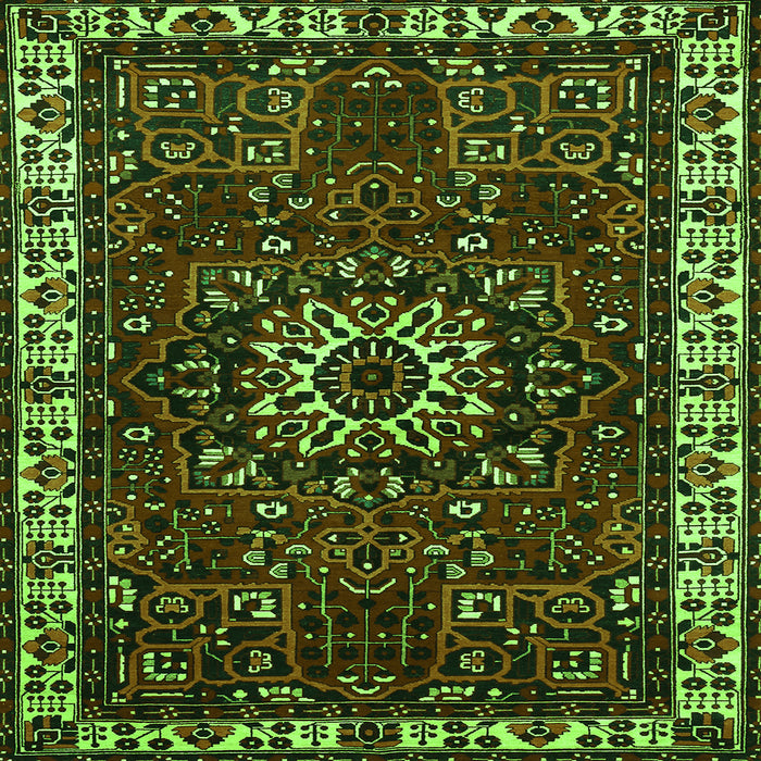 Round Machine Washable Persian Green Traditional Area Rugs, wshtr972grn