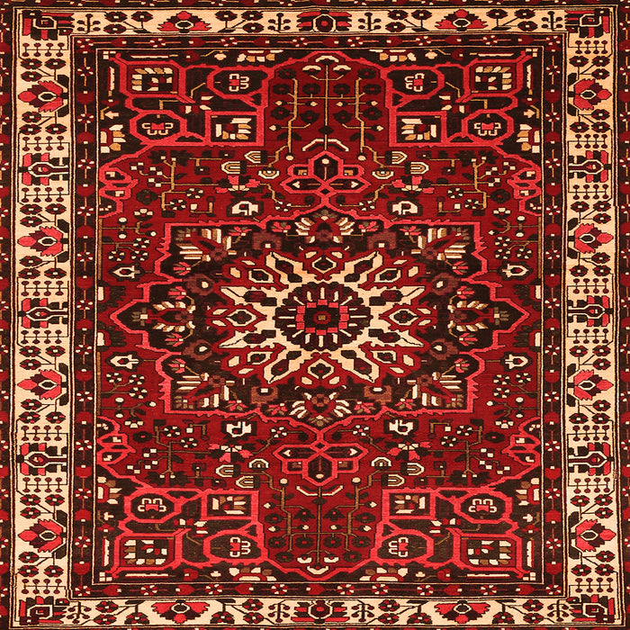 Round Machine Washable Persian Orange Traditional Area Rugs, wshtr972org
